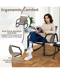Slickblue Outdoor 3-Piece Rocking Chair Bistro Set with Armrests and Glass-Top Coffee Table – Ideal for Porch or Garden