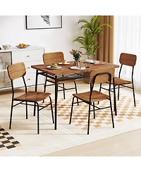 Slickblue Modern 5-Piece Dining Table and Chair Set with Metal Frame and Storage Shelf – Ideal for Small Spaces