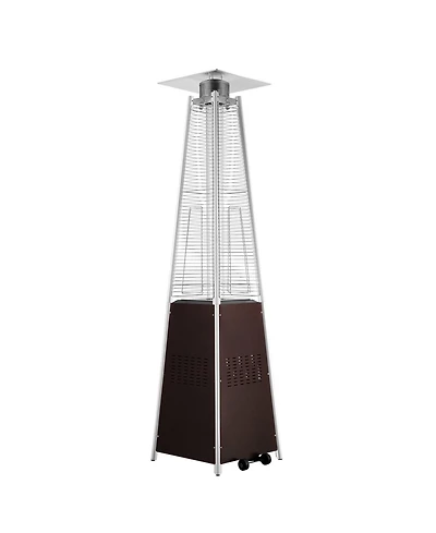 Slickblue Outdoor Pyramid-Style Propane Patio Heater with Glass Flame Tube and Wheels – Elegant Heating for Garden or