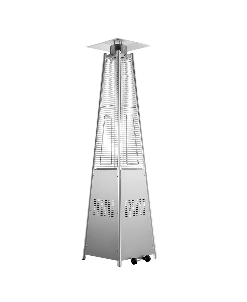 Slickblue Outdoor Pyramid-Style Propane Patio Heater with Glass Flame Tube and Wheels – Elegant Heating for Garden or Patio