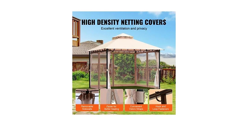 Slickblue Outdoor Gazebo with Durable Metal Frame and Full Mosquito Netting – Fits 6 to 8 People for Patio or Garden Use