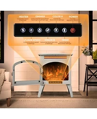 Cowsar Electric Fireplace Heater 17" with Remote Control, Cathedral Stylish, Different Flame Effects and Log Set Colors, Adjustable Brightness an