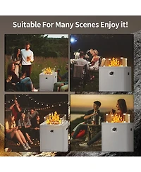 Cowsar 20" Square Fire Pit Table, Propane Table with Lava Rock/Windshield, for 20lbs Gas Tanks, Outdoor Camping/Courtyard/