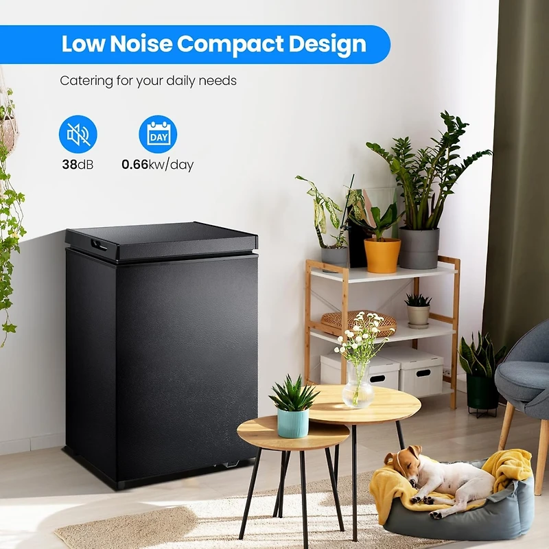 Cowsar 2.8 Cubic Chest Freezer Feet Compact Freezer with 3 Removable Baskets, Free Standing Top open Door Deep Freezer, Adjustable Temperature for Hom