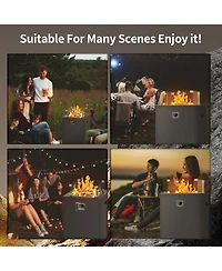 Cowsar 20" Square Fire Pit Table, Propane Fire Pit Table with Lava Rock/Windshield, for 20lbs Gas Tanks, Outdoor Fire Pit Table for Camping/Courtyard/