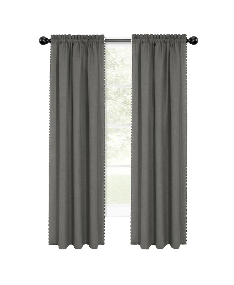 Kate Aurora 2 Piece Hamptons Coastal Living Textured Semi Sheer Rod Pocket Curtain Panels
