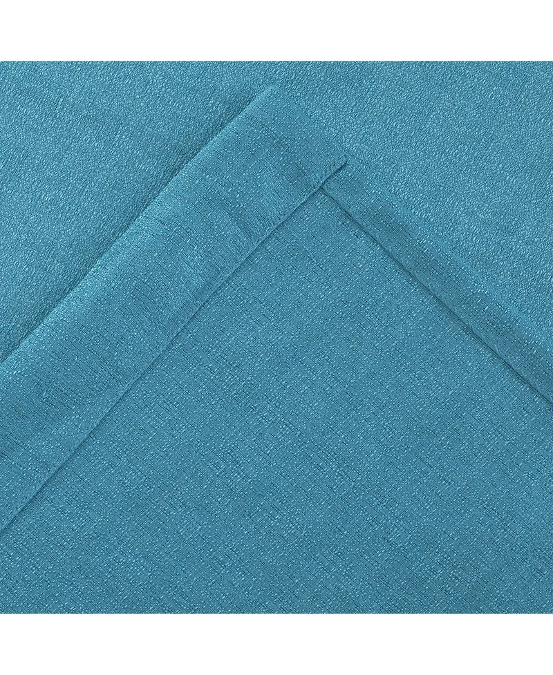 Kate Aurora Semi Sheer Flax Styled Turquoise Rod Pocket Single Window Curtain Panel - 52 in. W x 84 in. L