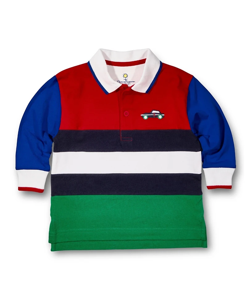 Florence Eiseman Toddler Boys Jersey Knit Polo With Race Car