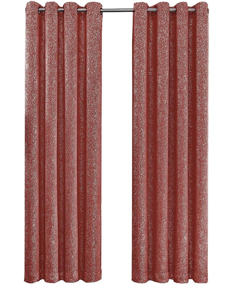 Kate Aurora 2 Piece Metallic Sparkle Thermal Grommet Blackout Curtain Panels