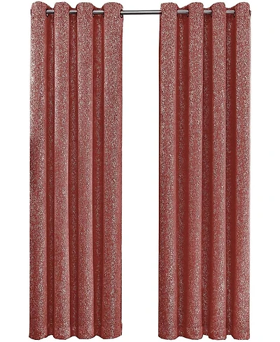 Kate Aurora 2 Piece Metallic Sparkle Thermal Grommet Blackout Curtain Panels