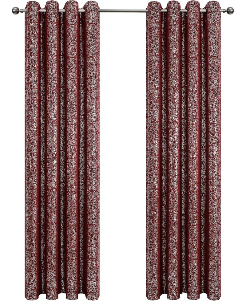 Kate Aurora 2 Piece Metallic Sparkle Thermal Grommet Blackout Curtain Panels