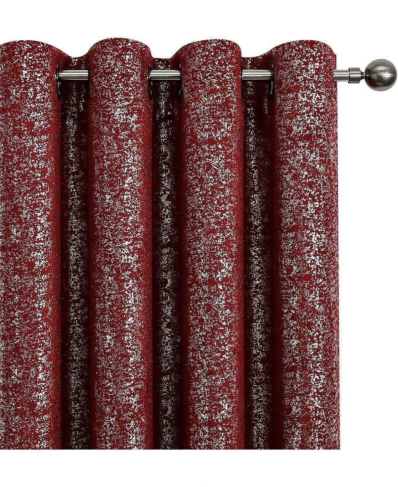 Kate Aurora 2 Piece Metallic Sparkle Thermal Grommet Blackout Curtain Panels