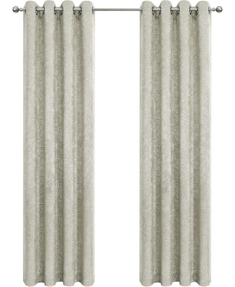 Kate Aurora 2 Piece Metallic Sparkle Thermal Grommet Blackout Curtain Panels