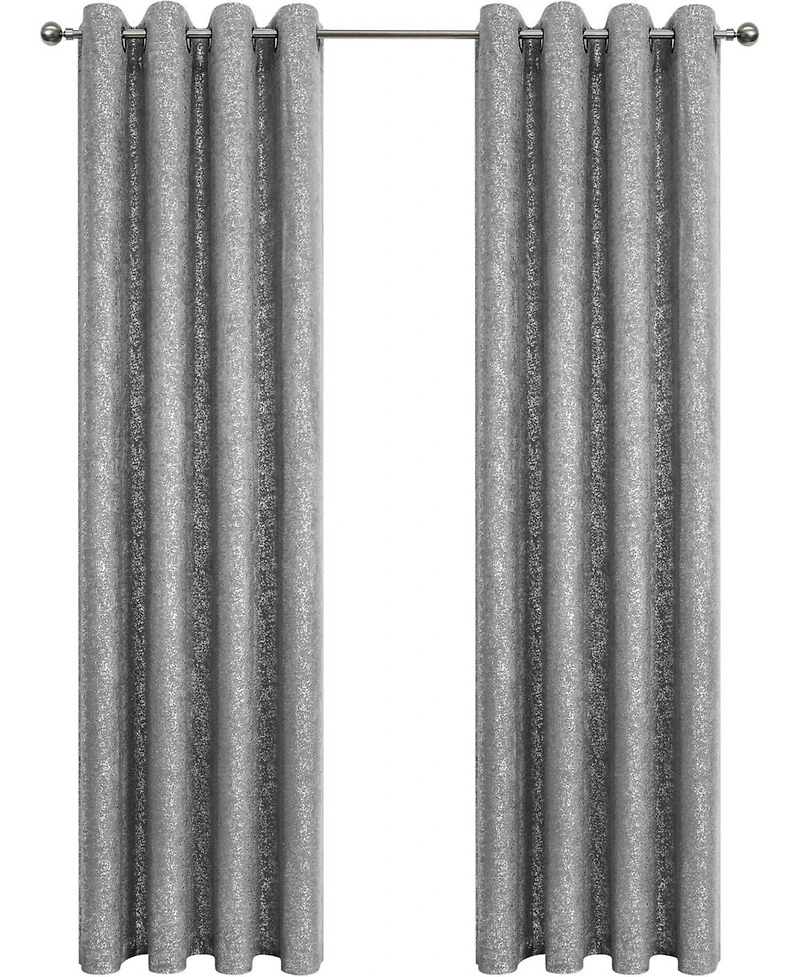 Kate Aurora 2 Piece Metallic Sparkle Thermal Grommet Blackout Curtain Panels