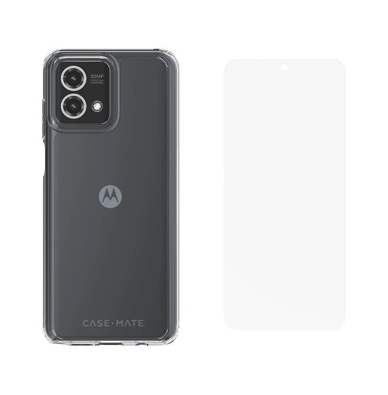 Case-Mate Protection Pack Tough Case and Glass Screen Protector for Motorola Moto G Stylus 5G (2023) / Moto G Stylus (2023)-Clear