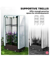 Outsunny Raised Flower Bed with Trellis, 31.5" x 15.7" x 48.8",