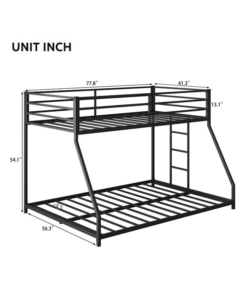 Streamdale Furniture Metal Bunk Bed Twin Over Full with Stairs