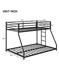Streamdale Furniture Metal Bunk Bed Twin Over Full with Stairs