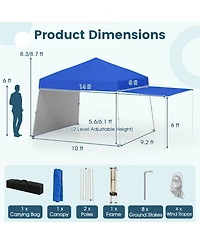 Gymax 14 X 9.2 Ft Pop up Canopy Tent w/ 2 Convertible Sidewalls to Awning & Stakes