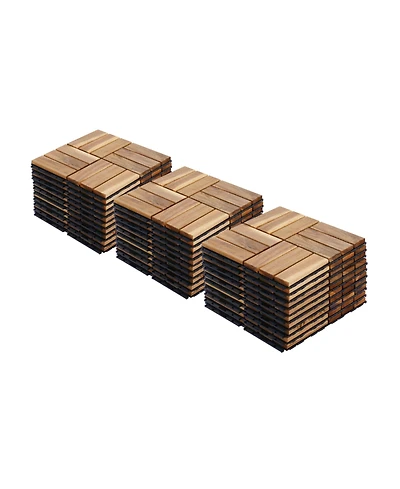 Streamdale Furniture Acacia Deck Tiles Checker 12"x12" Yellow 30-Pack