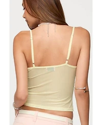 Edikted Womens Alanah Flower Cut Out Mesh Top