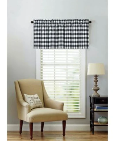 Kate Aurora Living Country Farmhouse Plaid Gingham Checkered Window Valance 58 In. W X 14 In. L Black