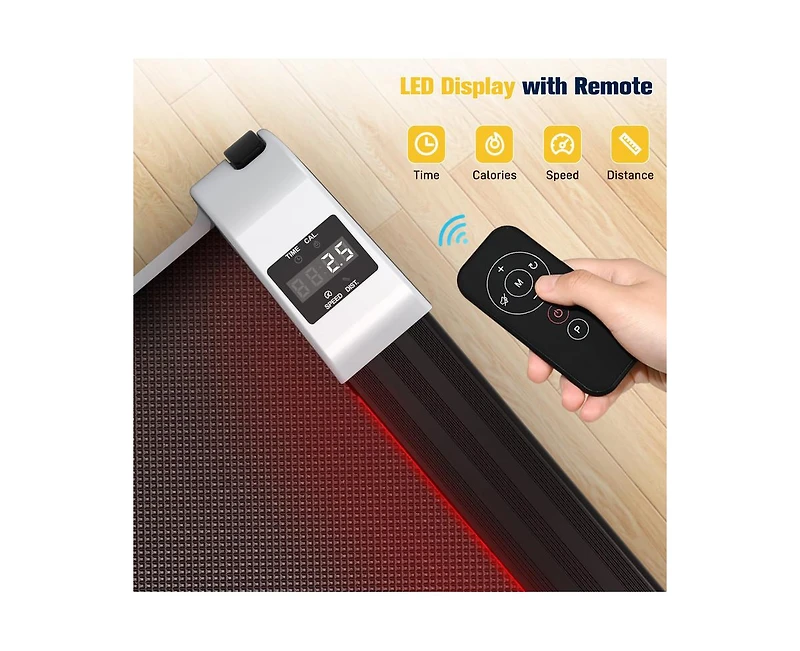 Redliro Walking Pad Under Desk Mini Treadmill with 6% Incline & Remote Control & Led Display & Lights, 265 Lbs Capacity