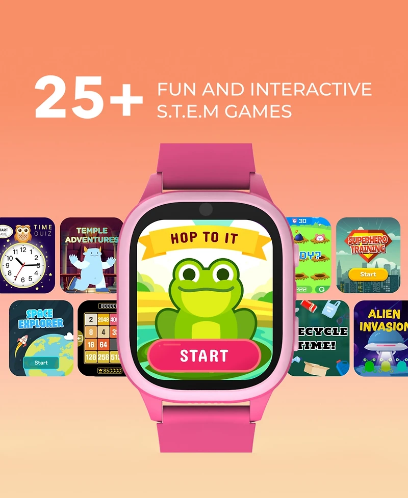 Playzoom 4 Kids Pink Leather Silicone Strap Smartwatch, 49mm