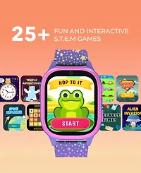 Playzoom 4 Kids Pink and Purple Print Leather Silicone Strap Smartwatch, 49mm