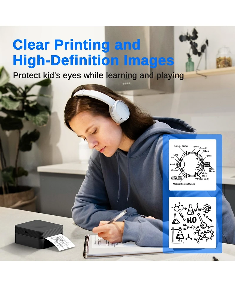 Polono Sticker Printer, PM230-a Mini Thermal Printer Bluetooth Portabel Sticker Maker with 3 Rolls of Paper