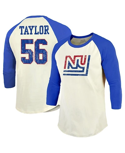 Majestic Threads Men's Lawrence Taylor Cream/Red New York Giants Retired Player Name Number 3/4 Raglan Sleeve T-Shirt