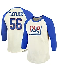 Majestic Threads Men's Lawrence Taylor Cream/Red New York Giants Retired Player Name Number 3/4 Raglan Sleeve T-Shirt
