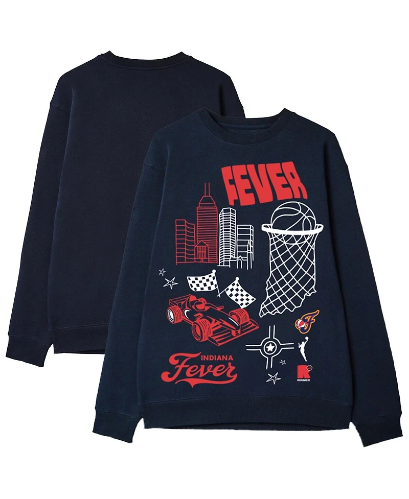 Round21 Men's and Women's Navy Indiana Fever Wallpaper Pullover Sweatshirt