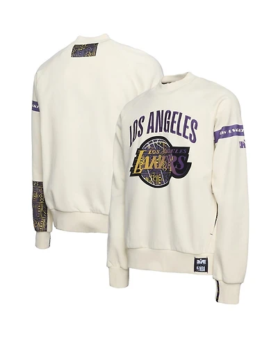 Two Hype x Nba Men's Cream Los Angeles Lakers Culture Hoops Collection Premium Pullover Sweatshirt