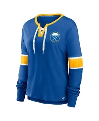 Fanatics Women's Royal Buffalo Sabres Effervescent Exclusive Lace-Up Long Sleeve T-Shirt