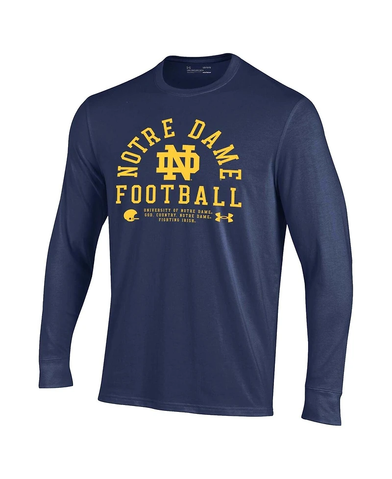 Under Armour Men's Navy Notre Dame Fighting Irish 2025 Sideline Football Performance Cotton Long Sleeve T-Shirt