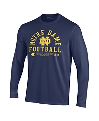 Under Armour Men's Navy Notre Dame Fighting Irish 2025 Sideline Football Performance Cotton Long Sleeve T-Shirt
