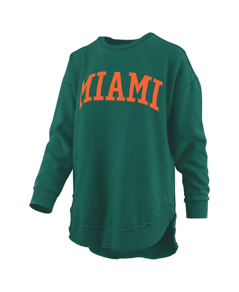 Pressbox Women's Green Miami Hurricanes Melange Poncho Vintage Fleece Long Sleeve Pullover Sweatshirt