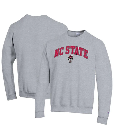 Champion Men's Heather Gray Nc State Wolfpack Arch Over Logo Pullover Sweatshirt