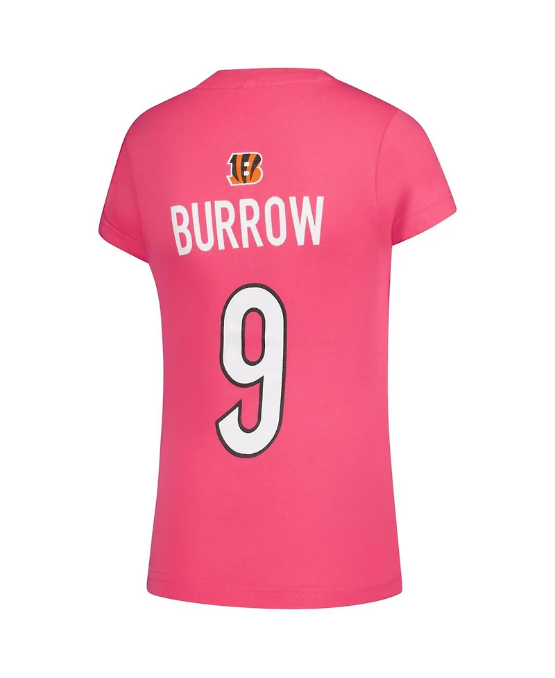 Nike Big Girls Joe Burrow Pink Cincinnati Bengals Player Name Number T-Shirt