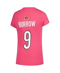 Nike Big Girls Joe Burrow Pink Cincinnati Bengals Player Name Number T-Shirt