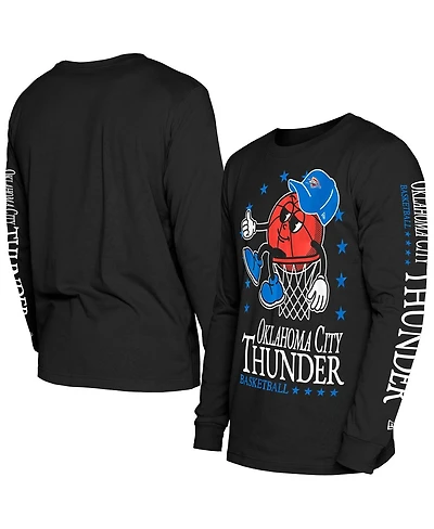 New Era Men's Black Oklahoma City Thunder Old School Sport Long Sleeve T-Shirt