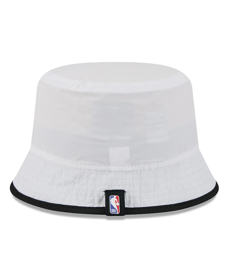 New Era Men's White/Black Miami Heat 2025 Nba Draft Nylon Bucket Hat