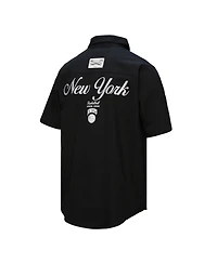 Mitchell & Ness Men's Black New York Knicks Hardwood Classics Camp Shirt