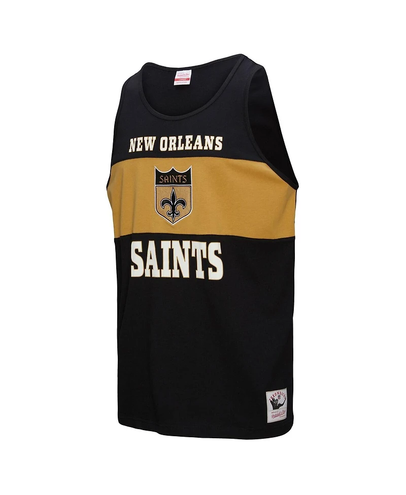 Mitchell & Ness Men's Black New Orleans Saints Retro Color Block Tank Top
