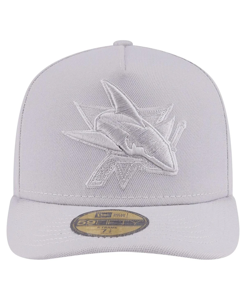 New Era Men's Gray San Jose Sharks Color Pack A-Frame 59FIFTY Fitted Hat
