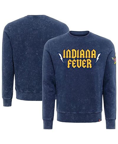 Sportiqe Men's and Women's Navy Indiana Fever Rock Roll Collection Freddy Mineral Wash Pullover Sweatshirt