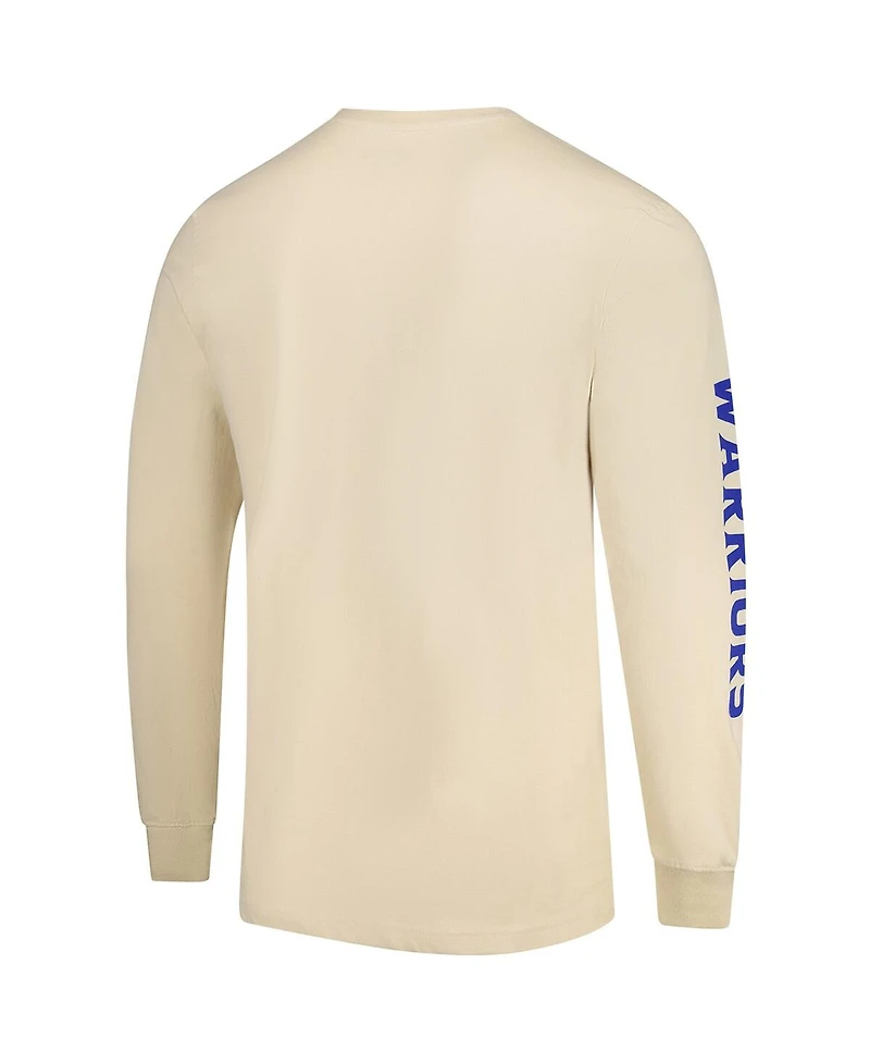 Sportiqe Men's and Women's Cream Golden State Warriors Wales Heavyweight Pocket Long Sleeve T-Shirt