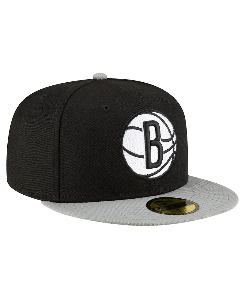 New Era Men's Black/White Brooklyn Nets 2-Tone 59FIFTY Fitted Hat