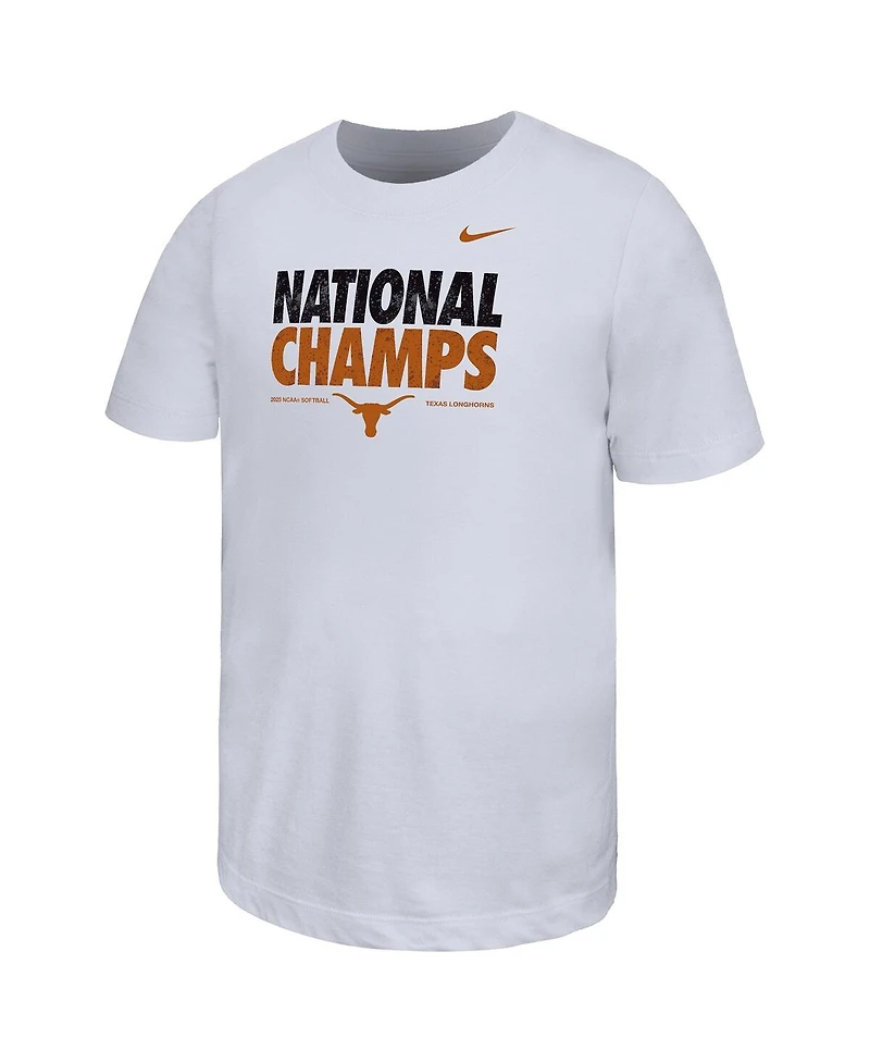 Nike Big Boys and Girls White Texas Longhorns 2025 Ncaa Softball Women's College World Series s Bold T-Shirt
